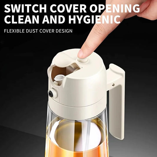 2-in-1 Oil Jug with Dispenser & Handle – Glass Cooking Oil Container