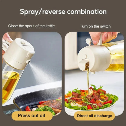2-in-1 Oil Jug with Dispenser & Handle – Glass Cooking Oil Container
