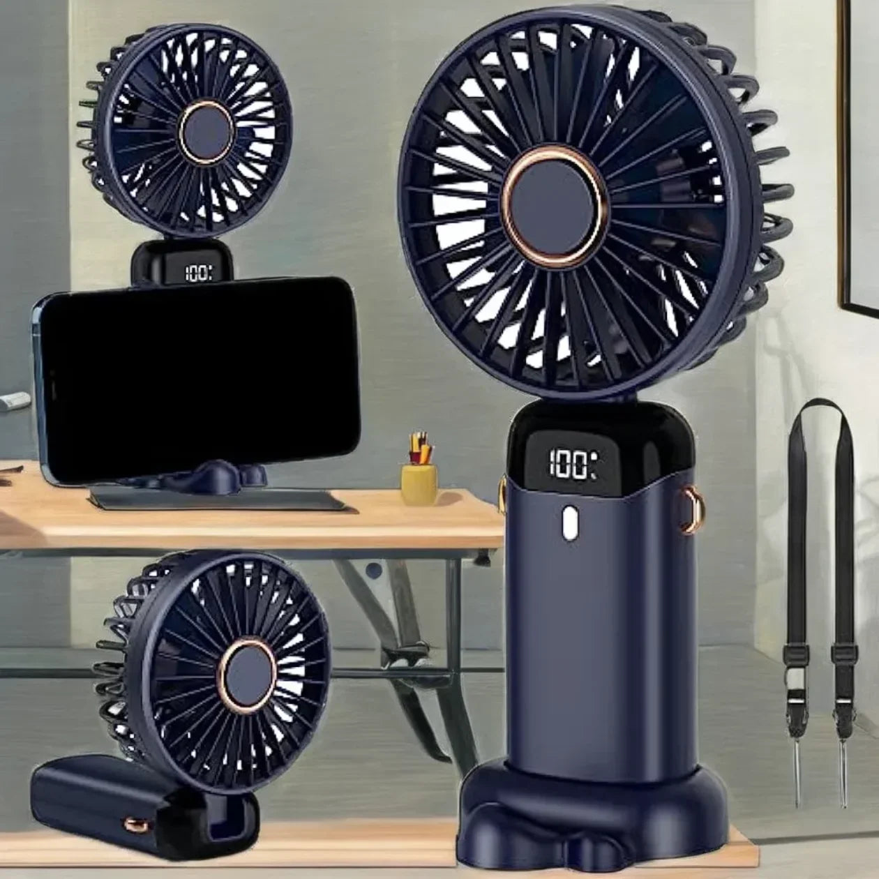 Rechargeable Hand Fan with LED