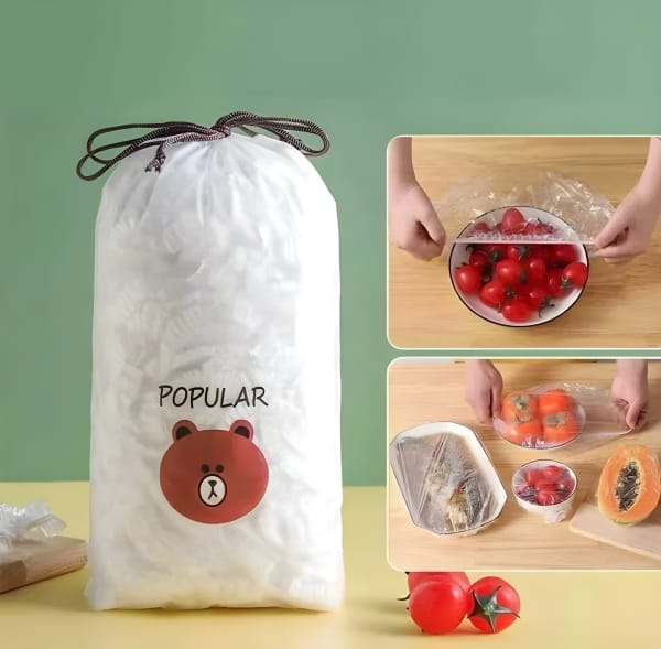 100pcs Disposable Plastic Wrap Covers, Elastic &amp; Tight, Food-Grade Fresh-Keeping, Dust &amp; Insect-Proof, Kitchen Accessories - Disposable Food Wrap