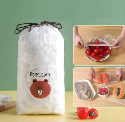 100pcs Disposable Plastic Wrap Covers, Elastic &amp; Tight, Food-Grade Fresh-Keeping, Dust &amp; Insect-Proof, Kitchen Accessories - Disposable Food Wrap